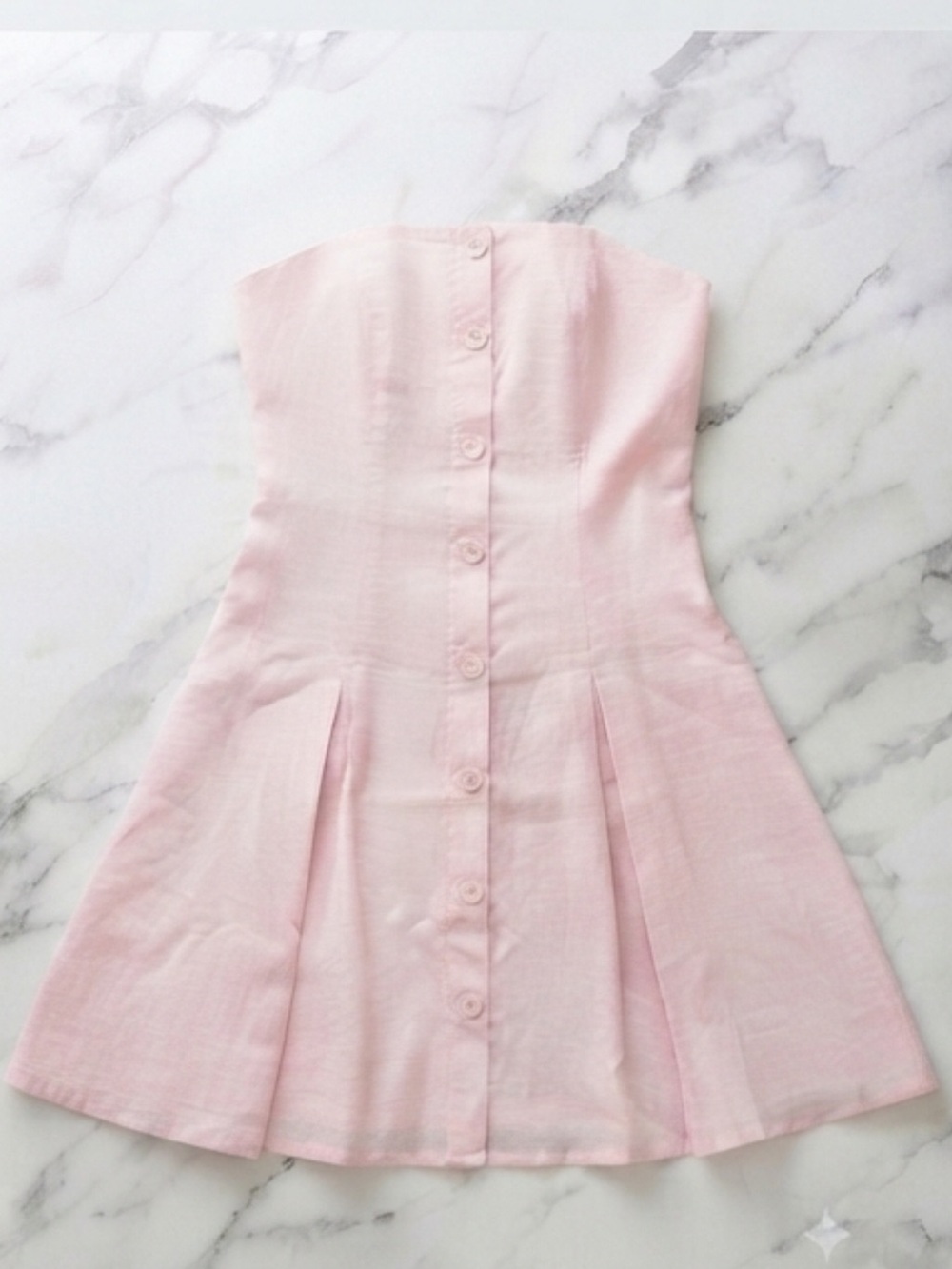 NWT SOMEOLD Pink Strapless Pleated Mini Dress M